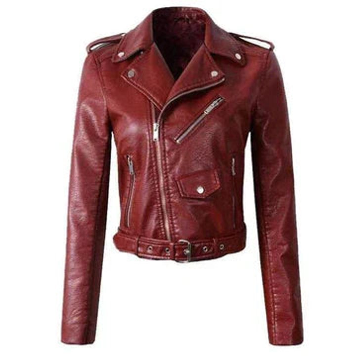 Florence | Women's Cropped Biker Faux Leather Jacket Zip-Up