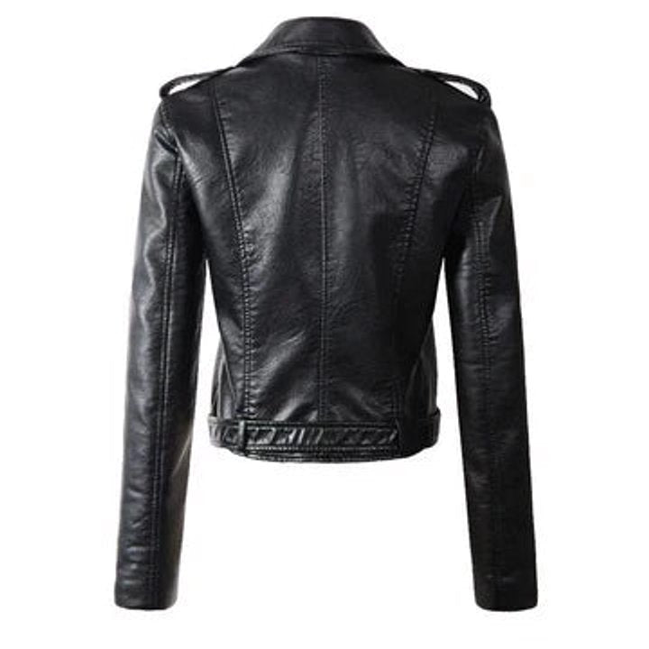 Florence | Women's Cropped Biker Faux Leather Jacket Zip-Up