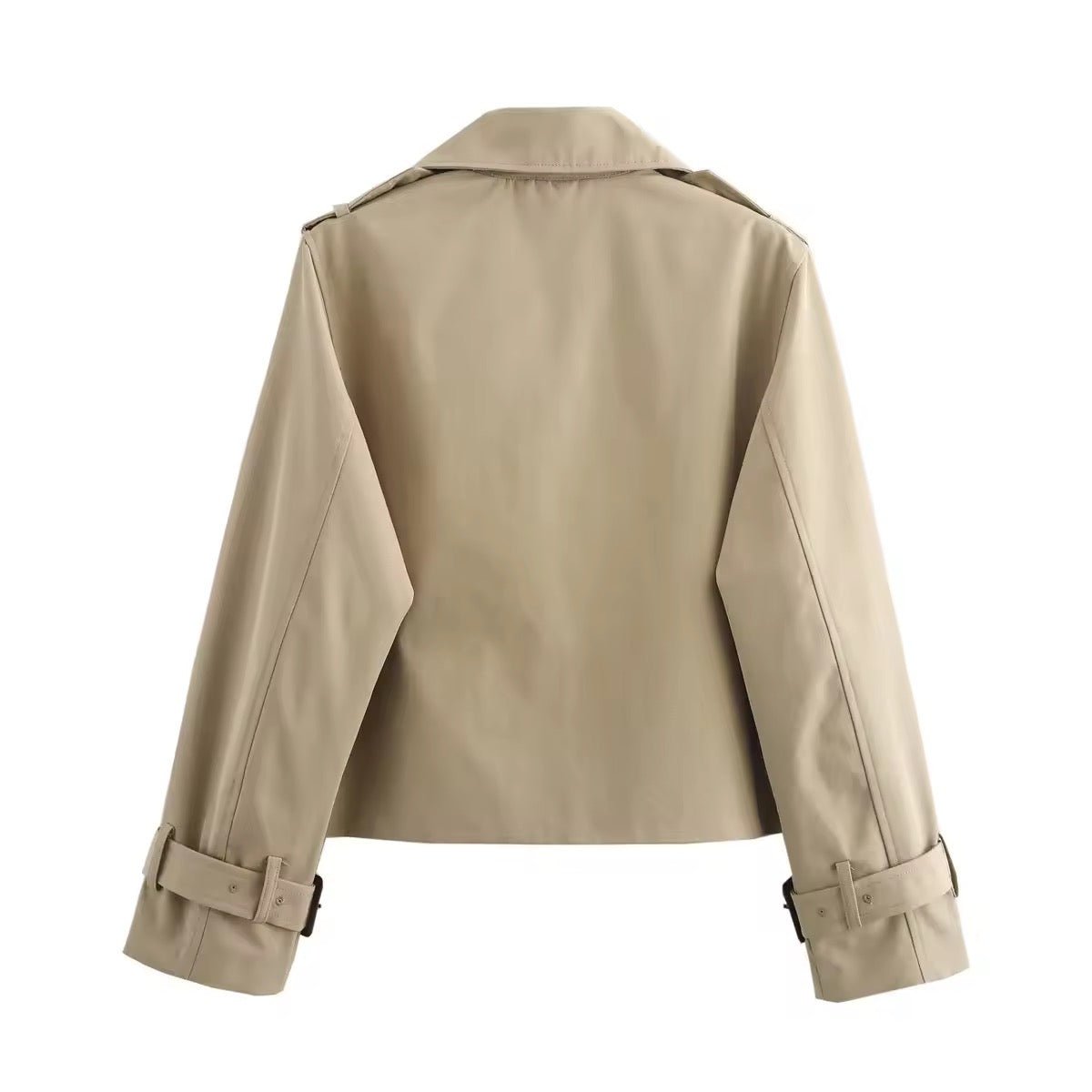 Sienna | Women's Cropped Double-Breasted Trench Coat Buckle Cuff