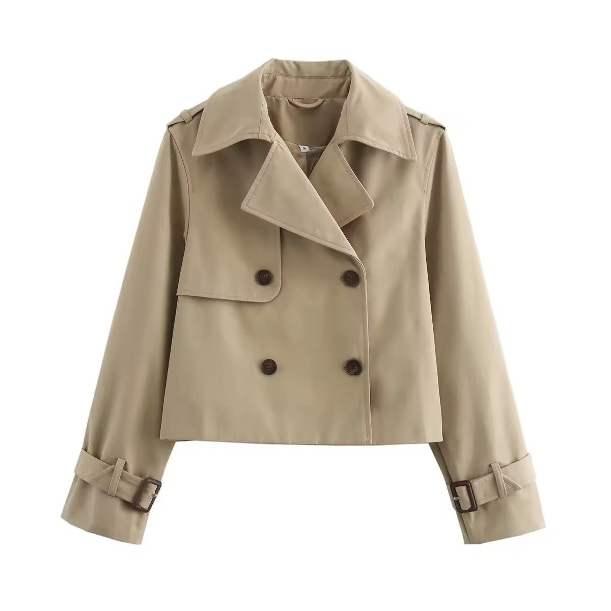 Sienna | Women's Cropped Double-Breasted Trench Coat Buckle Cuff