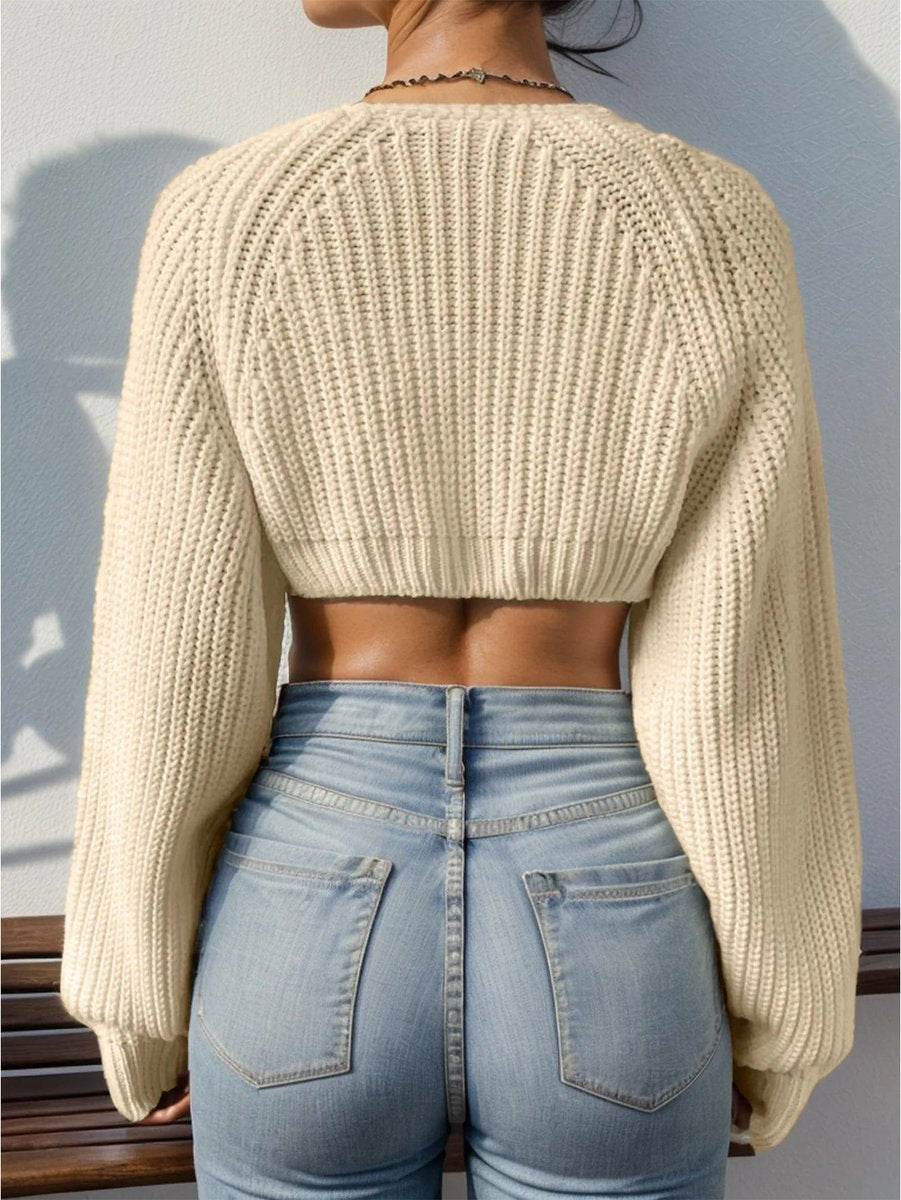Amelia | Women's Cropped Open-Front Ribbed Knit Shrug Jumper