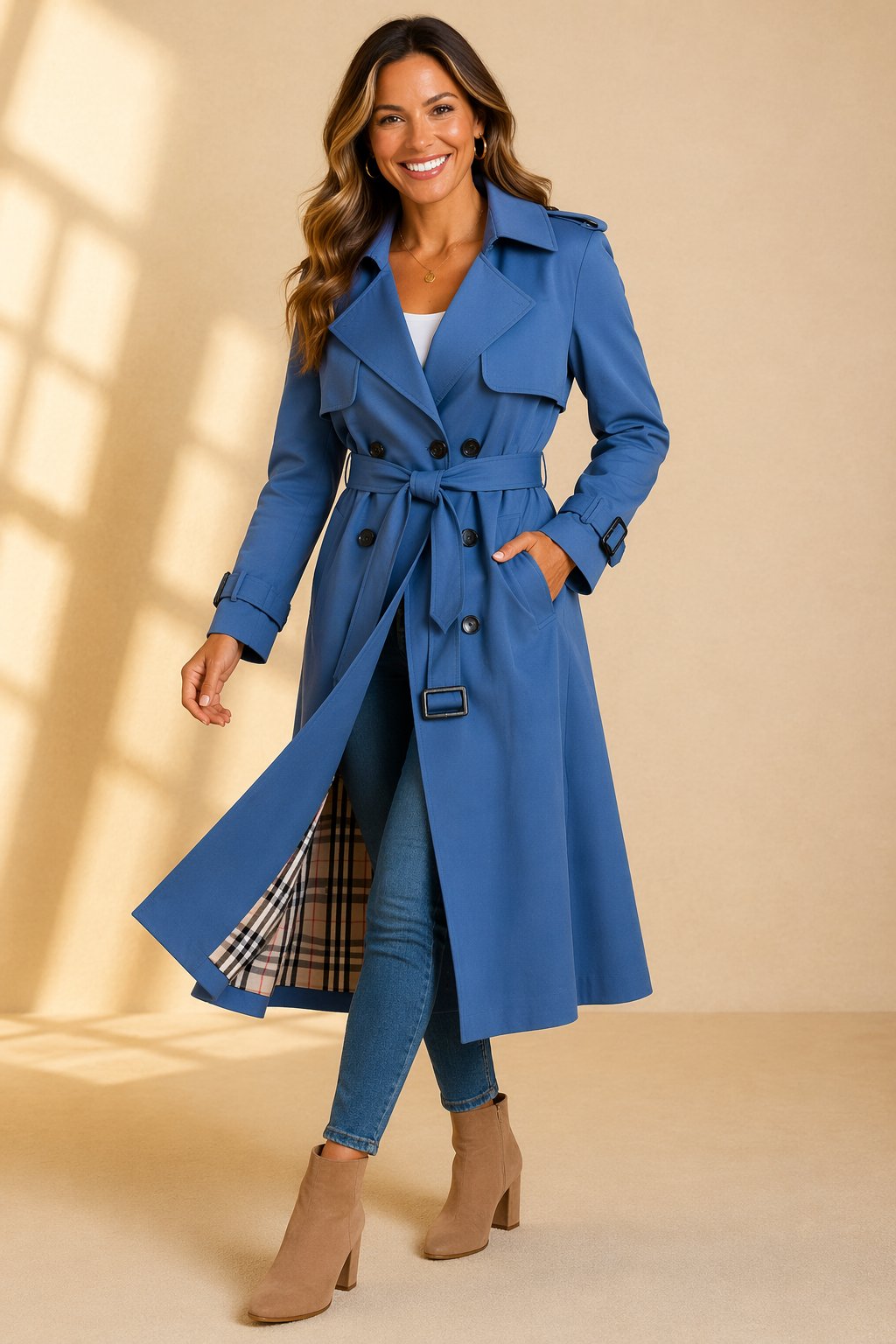 Emily | Women's Double-Breasted Belted Long Trench Coat