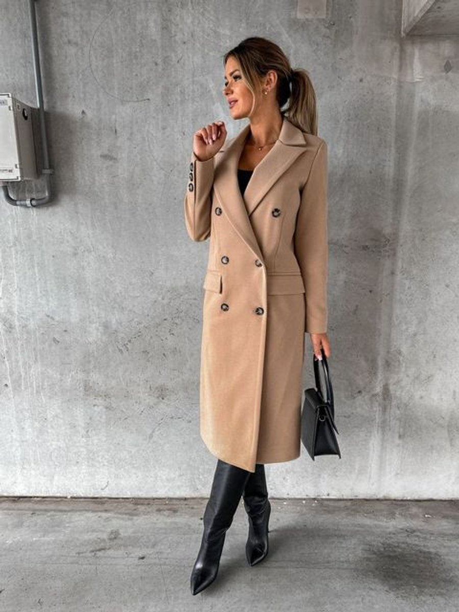 Sienna | Women's Double-Breasted Long-Line Polyester Coat