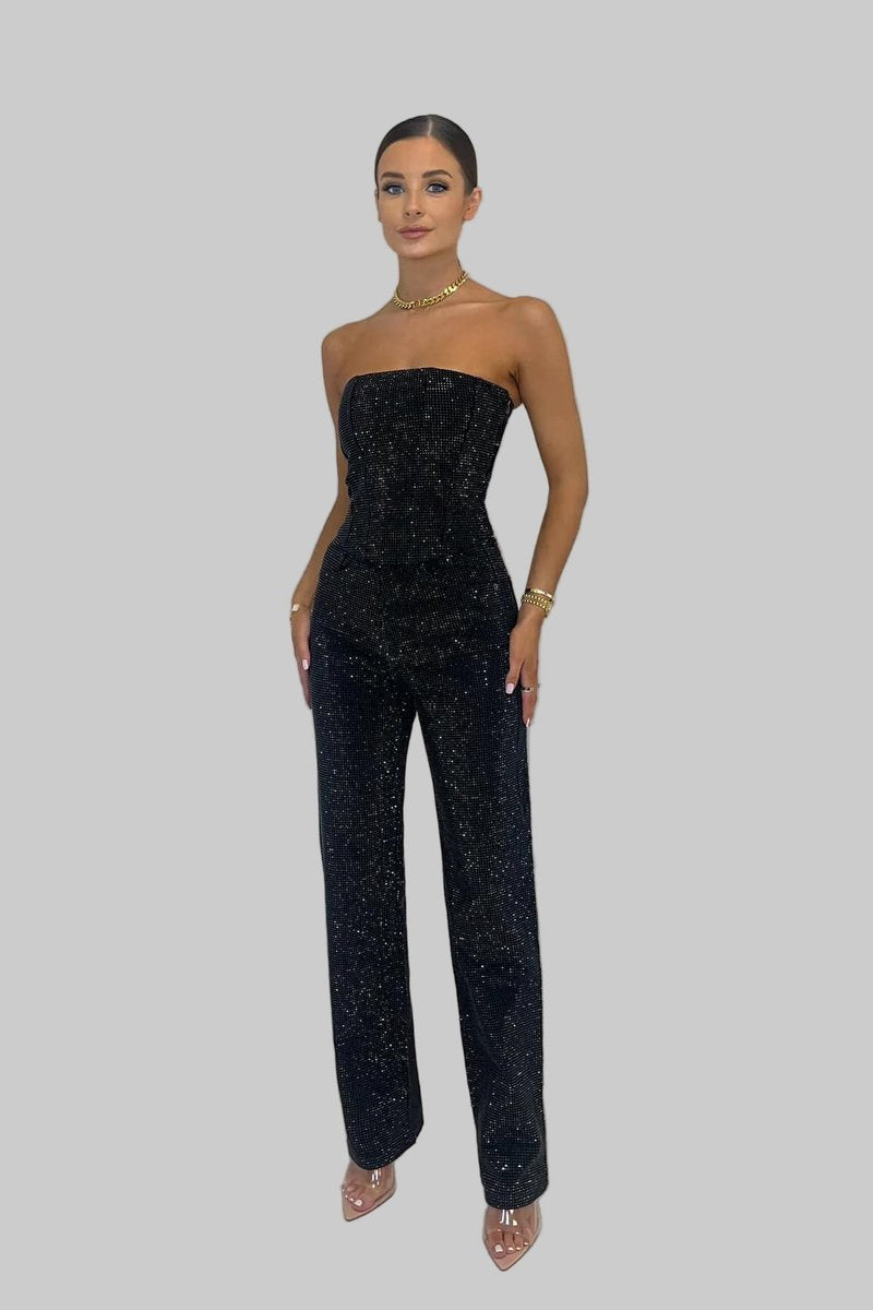 Olivia | Women's Dress Strapless Sequin Straight-Leg Jumpsuit