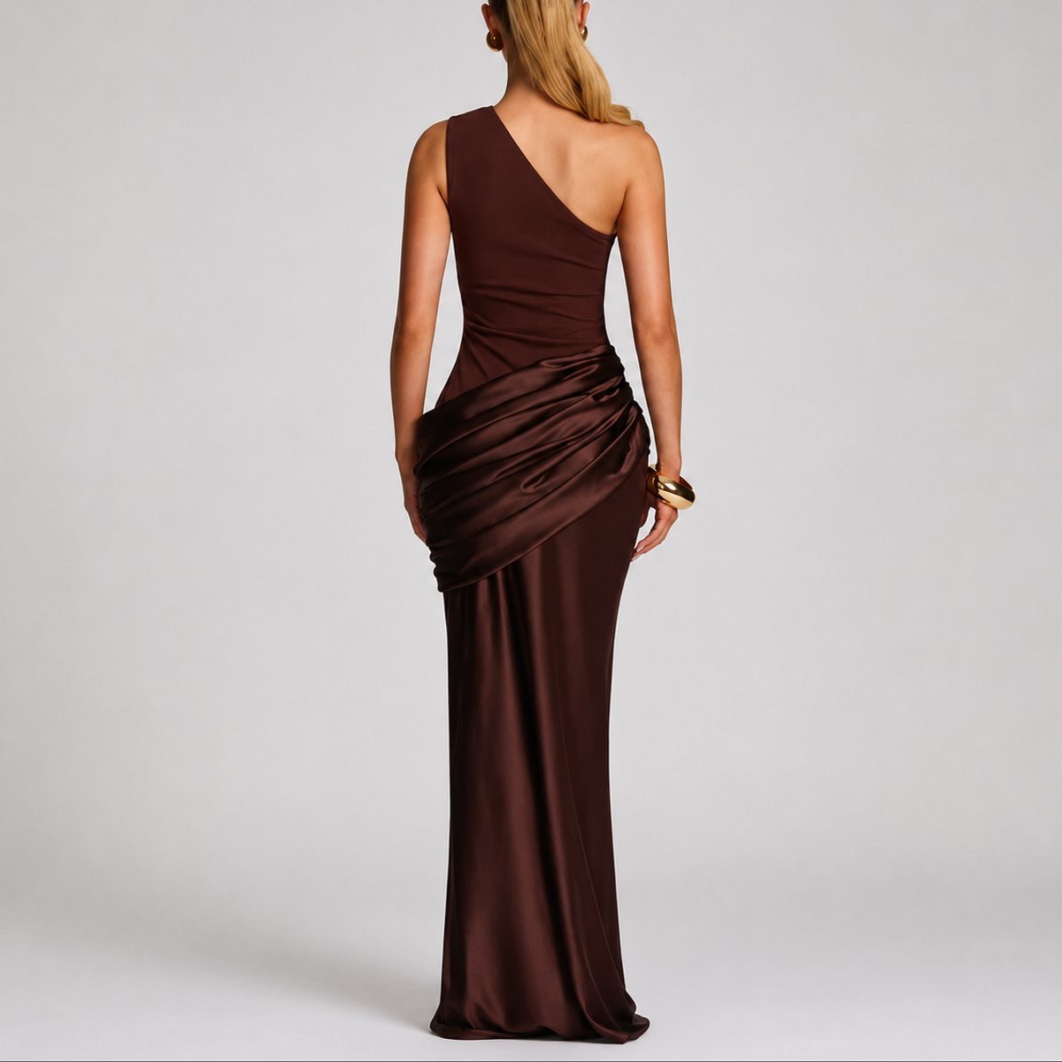 Florence | Women's Fall Wedding Guest Dresses One Shoulder Satin Maxi Gown