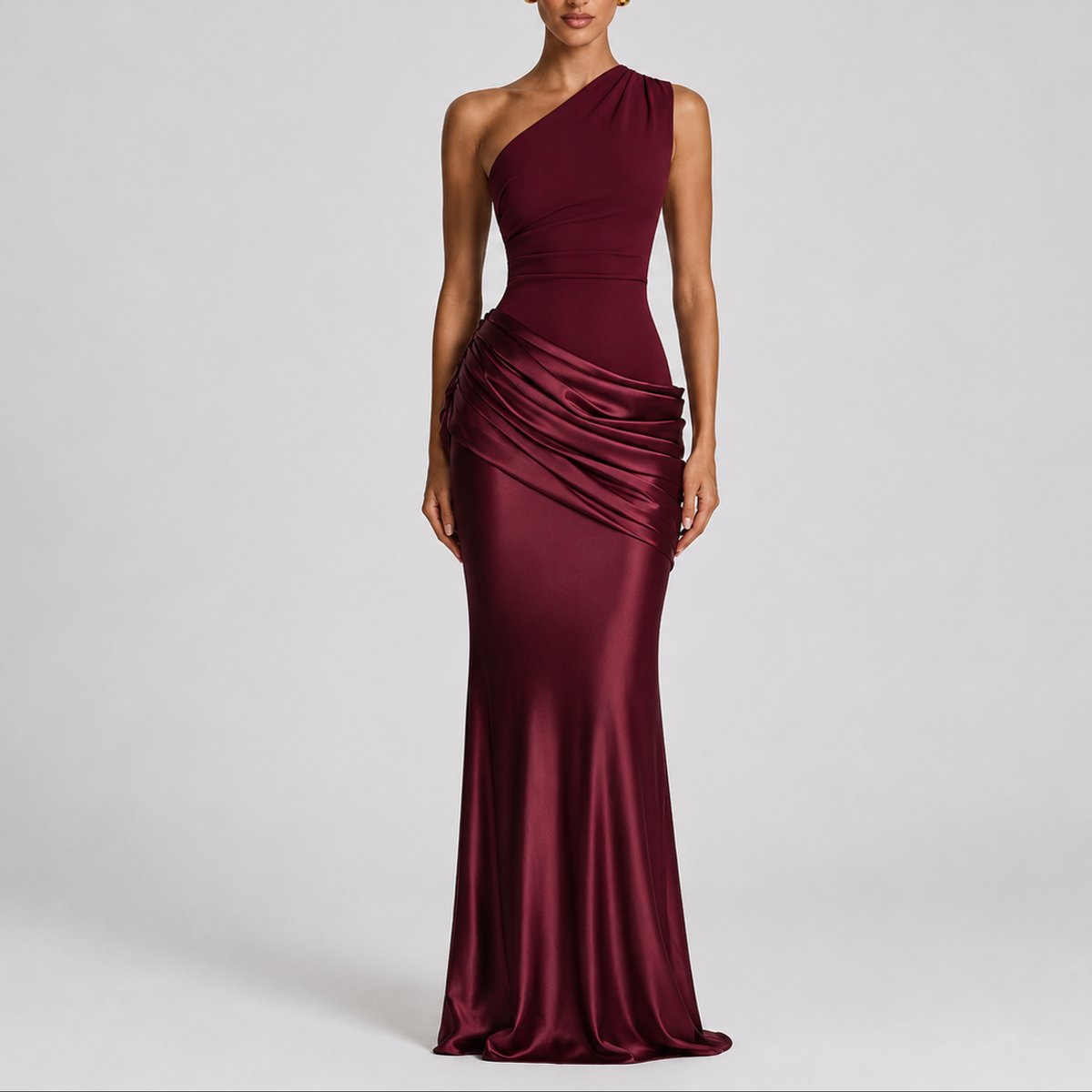 Florence | Women's Fall Wedding Guest Dresses One Shoulder Satin Maxi Gown