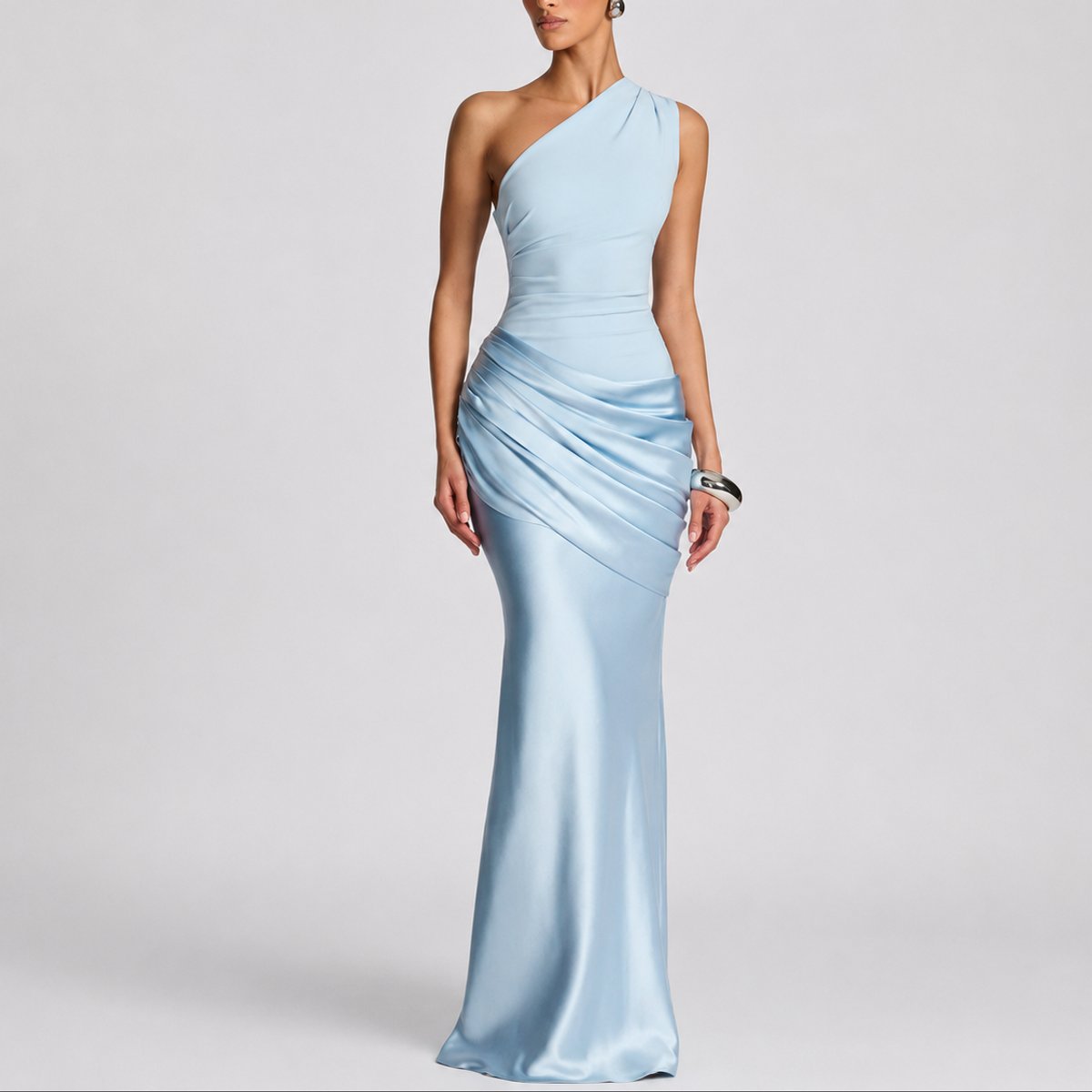 Florence | Women's Fall Wedding Guest Dresses One Shoulder Satin Maxi Gown