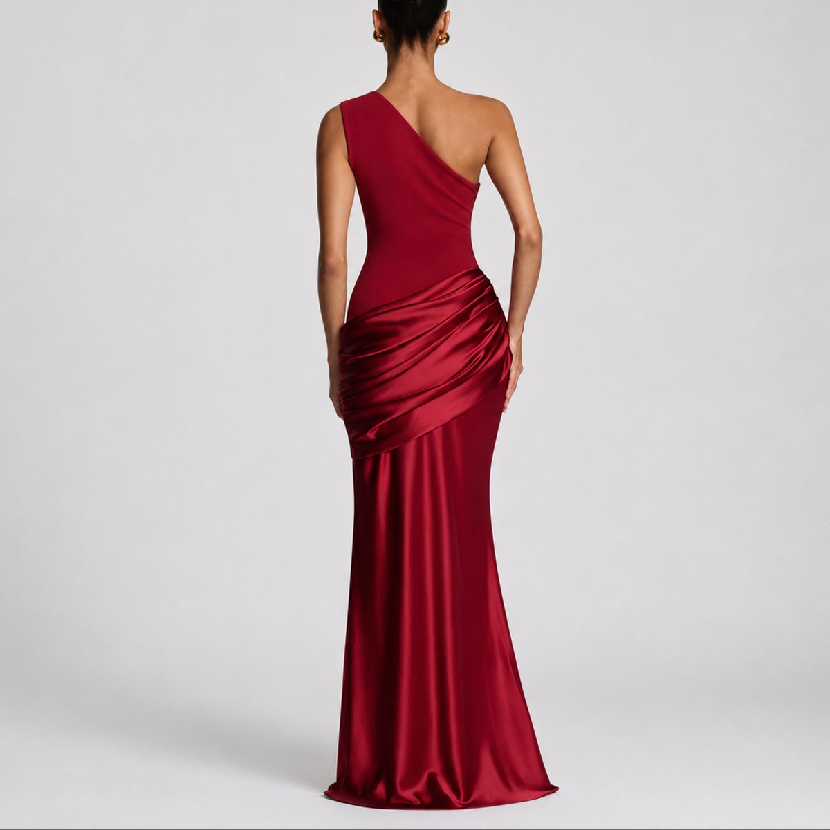 Florence | Women's Fall Wedding Guest Dresses One Shoulder Satin Maxi Gown