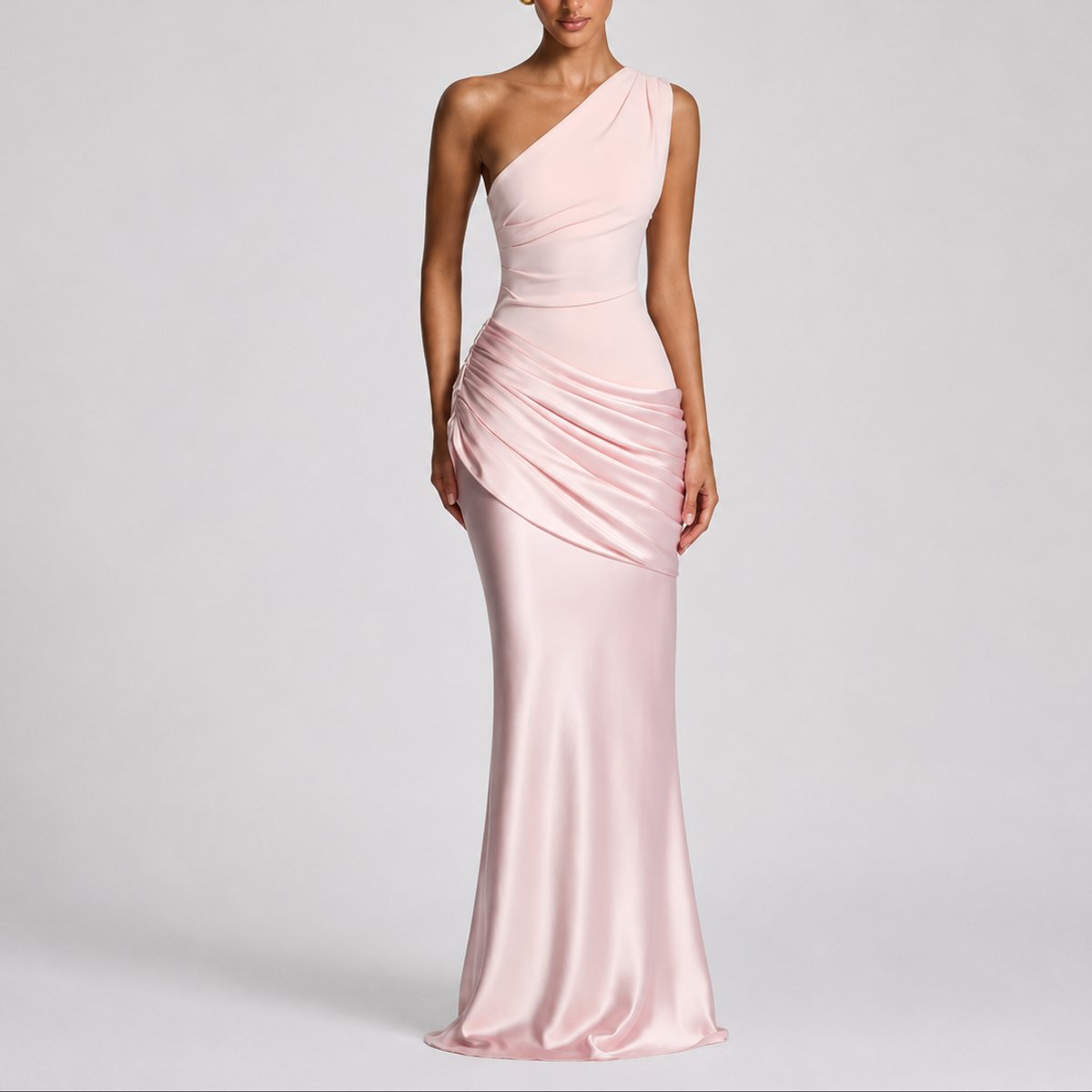 Florence | Women's Fall Wedding Guest Dresses One Shoulder Satin Maxi Gown