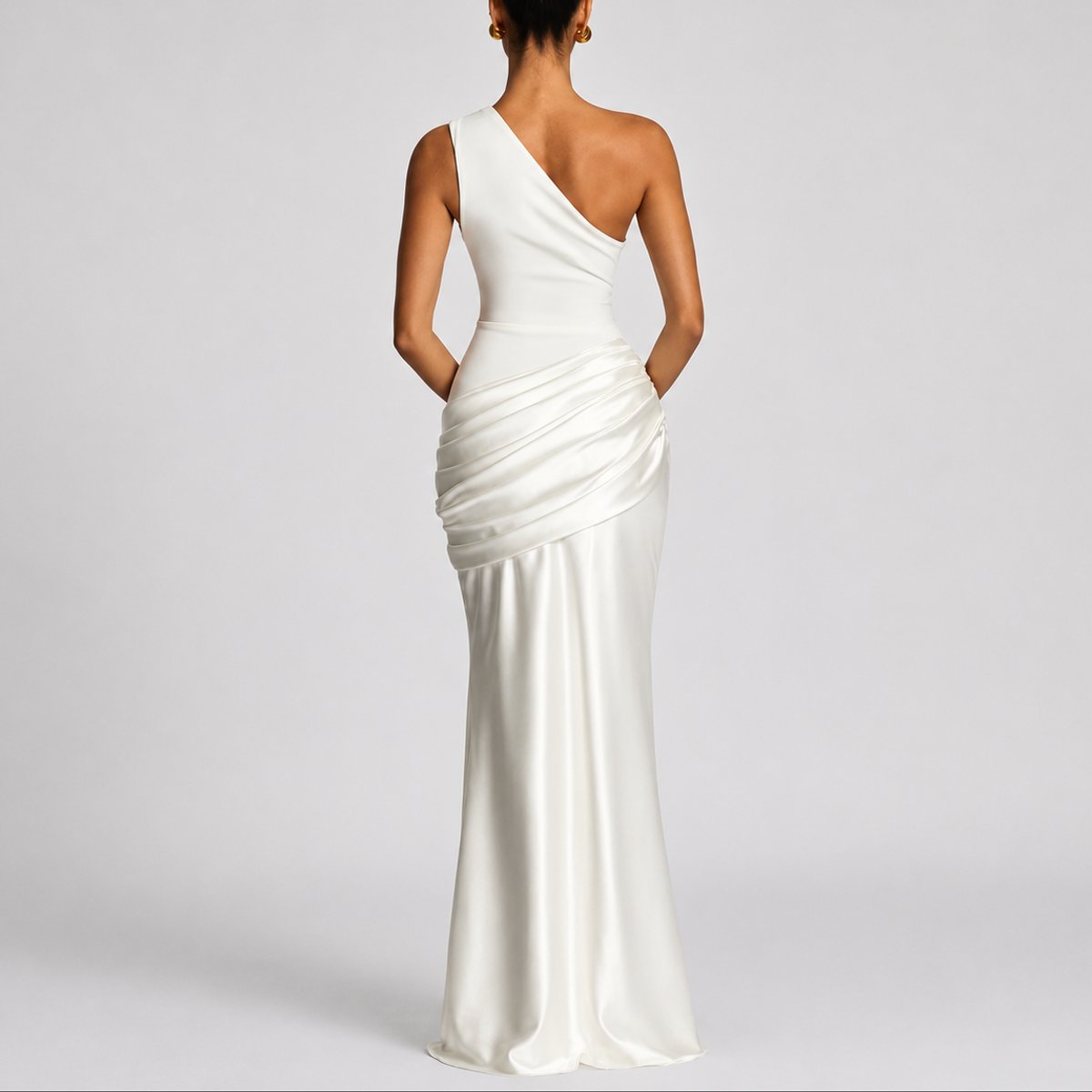 Florence | Women's Fall Wedding Guest Dresses One Shoulder Satin Maxi Gown