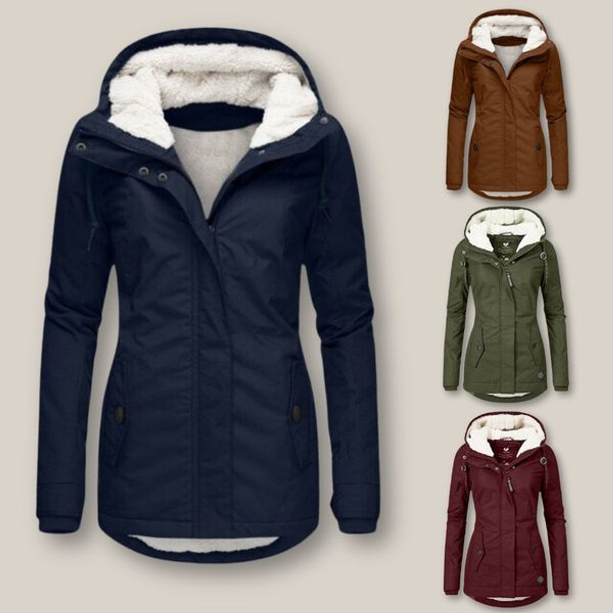 Emily | Women's Fleece-Lined Hooded Quilted Jacket Windproof Winter Coat
