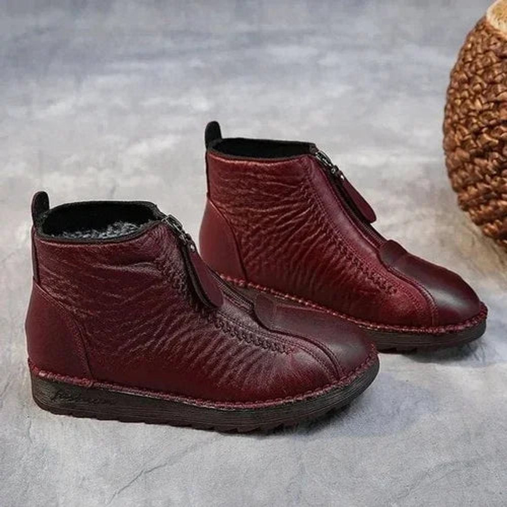 Grace | Women's Fleece-Lined Zip-Up Slip-Resistant Leather Ankle Boots