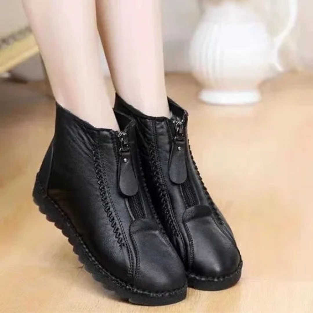 Grace | Women's Fleece-Lined Zip-Up Slip-Resistant Leather Ankle Boots