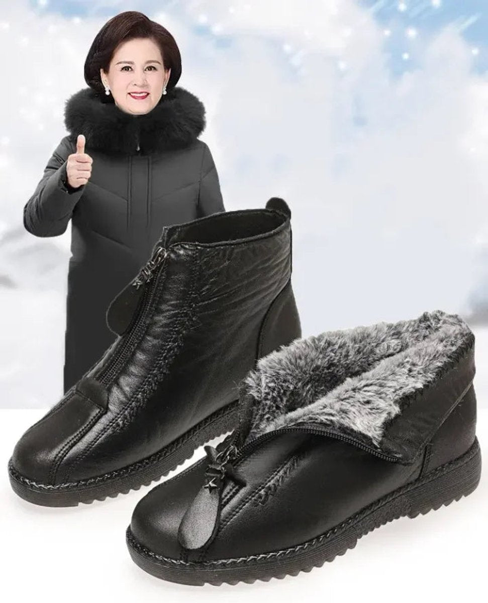 Grace | Women's Fleece-Lined Zip-Up Slip-Resistant Leather Ankle Boots