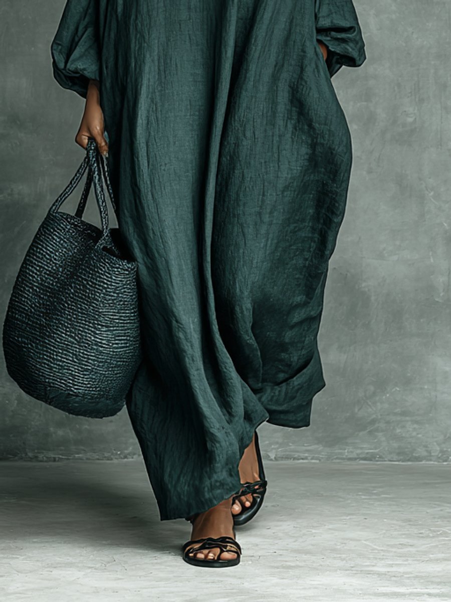Ivy | Women's Floral Embroidered Mock-Neck Maxi Long Sleeve Dress