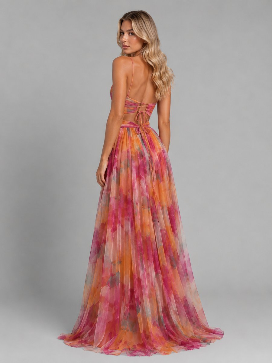 Florence | Women's Floral V-Neck Chiffon Maxi Dress Flowing Silhouette