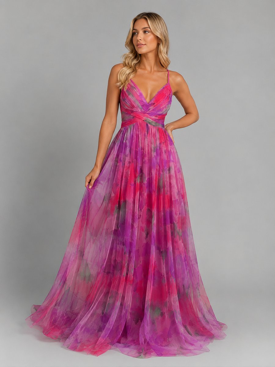 Florence | Women's Floral V-Neck Chiffon Maxi Dress Flowing Silhouette