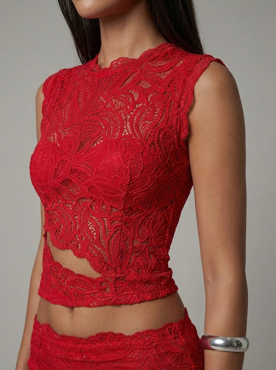 Women's Formal Lace Cropped Maxi Set