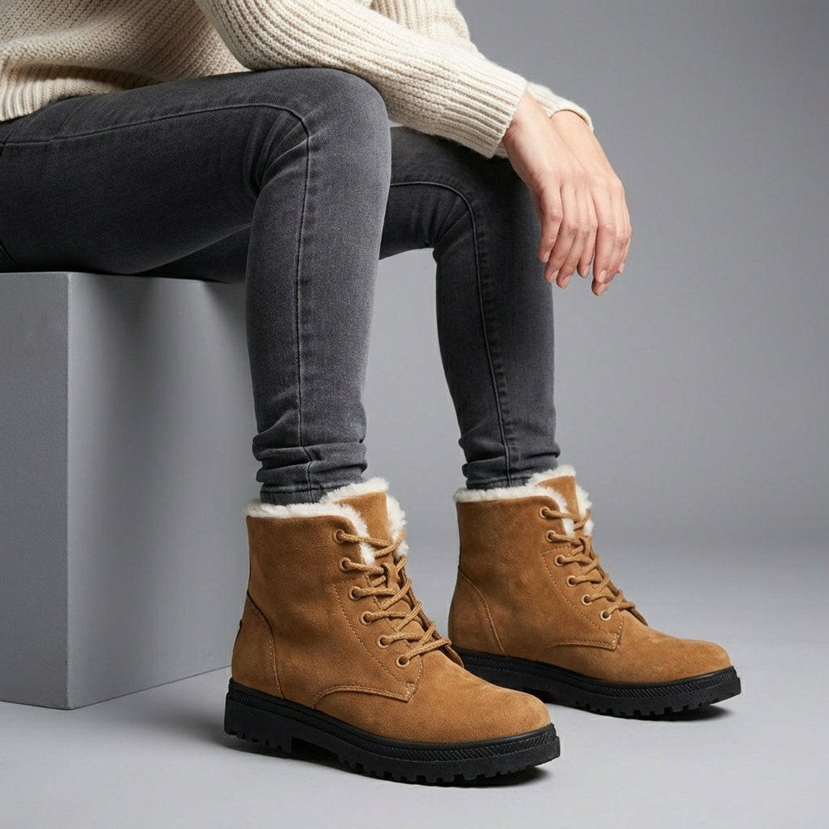 Isla | Women's Fur-Lined Lace-Up Ankle Snow Boots