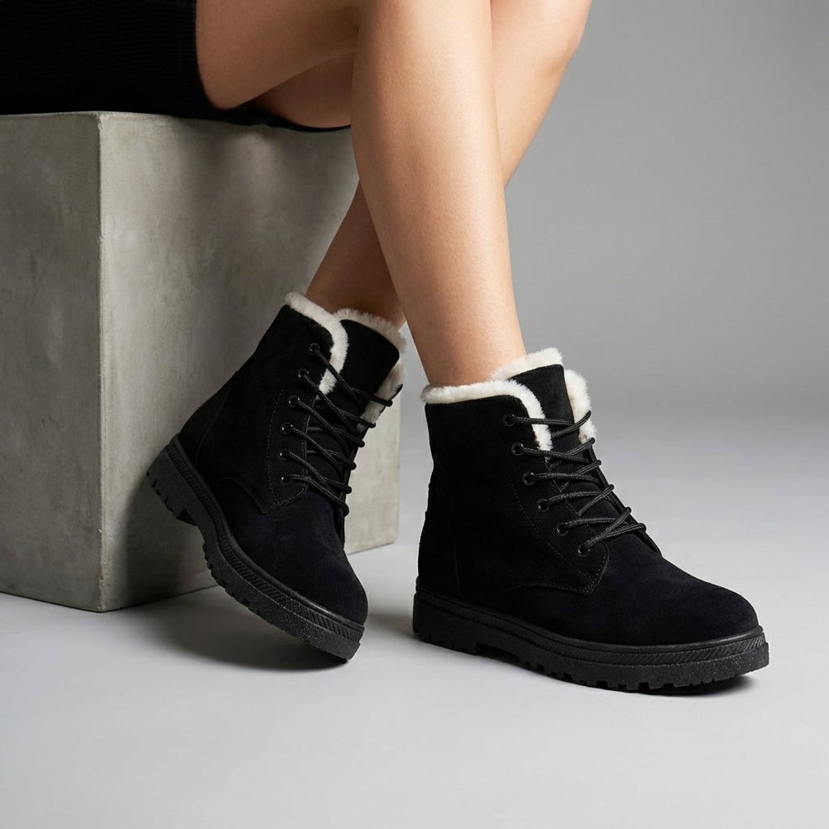 Isla | Women's Fur-Lined Lace-Up Ankle Snow Boots