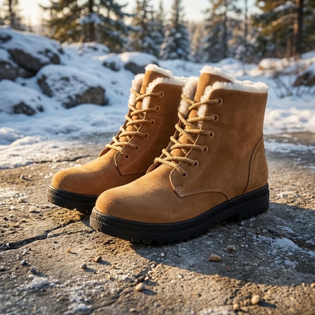 Isla | Women's Fur-Lined Lace-Up Ankle Snow Boots