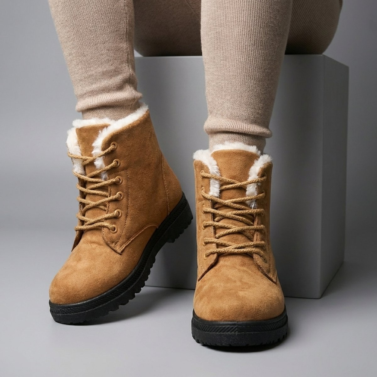Isla | Women's Fur-Lined Lace-Up Ankle Snow Boots