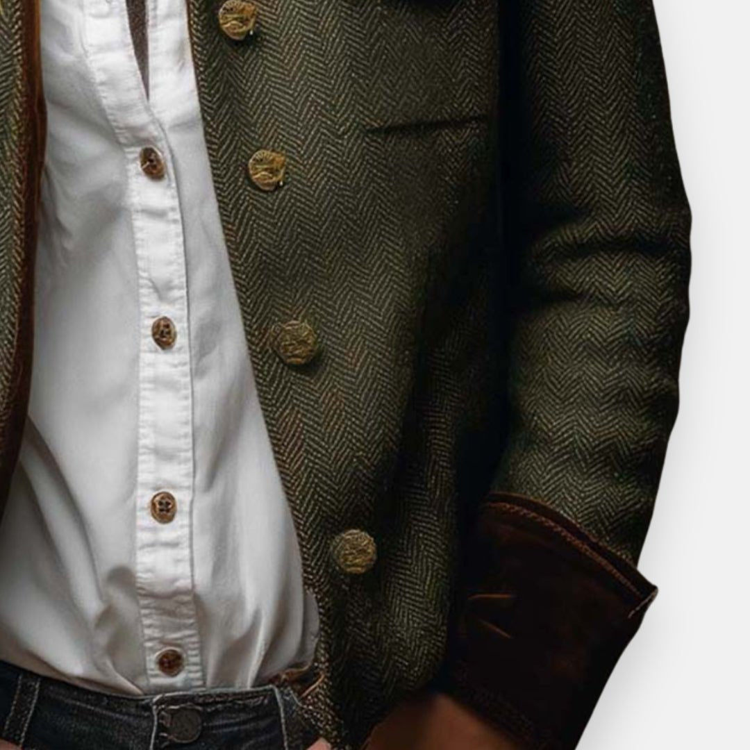 Grace | Women's Herringbone Structured Button-Front Jacket