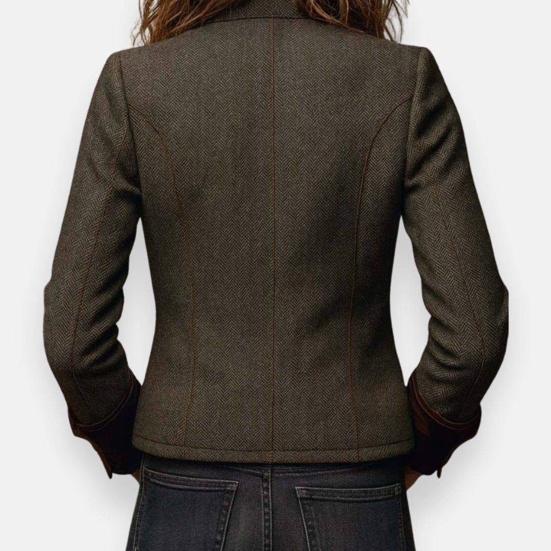 Grace | Women's Herringbone Structured Button-Front Jacket