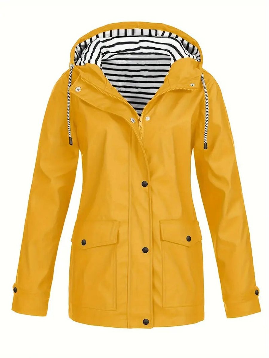 Grace | Women's Hooded Waterproof Striped-Lined Raincoat Coat