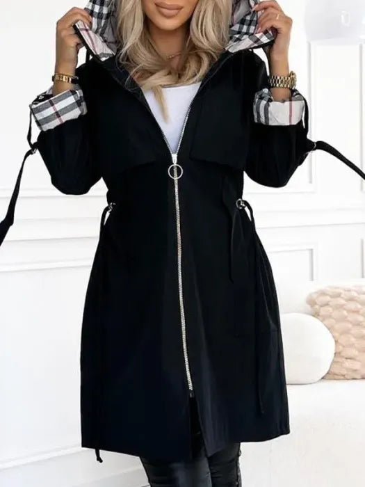 Evelyn | Women's Hooded Waterproof Windproof Zip Trench Coat