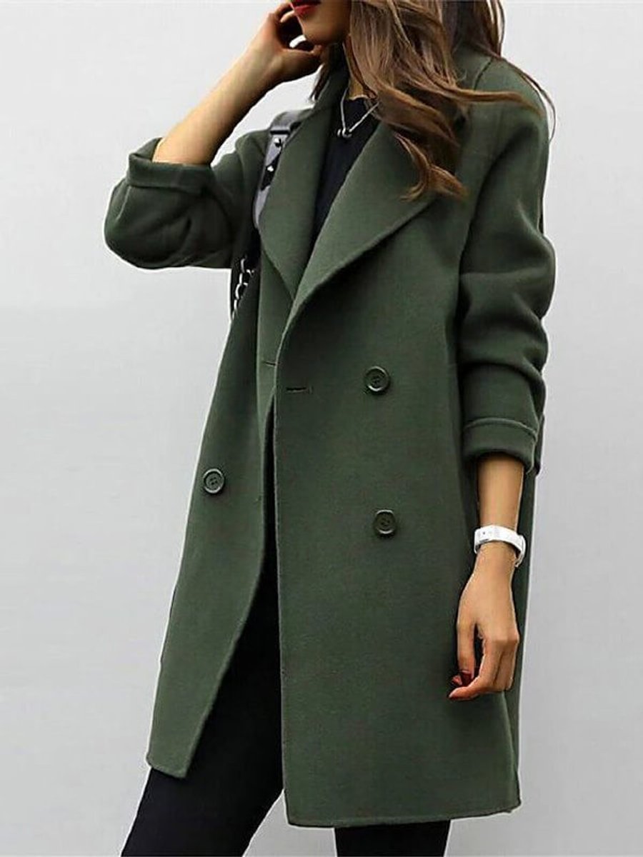 Ivy | Women's Jacket Double-Breasted Long Wool-Blend Oversized Coat