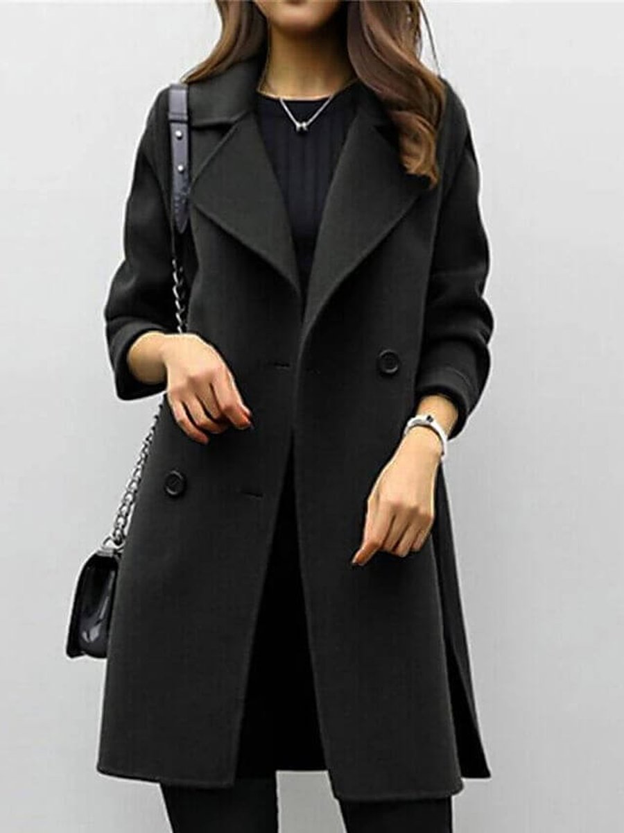 Ivy | Women's Jacket Double-Breasted Long Wool-Blend Oversized Coat