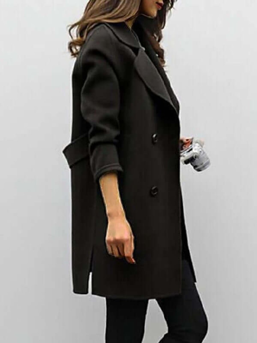 Ivy | Women's Jacket Double-Breasted Long Wool-Blend Oversized Coat