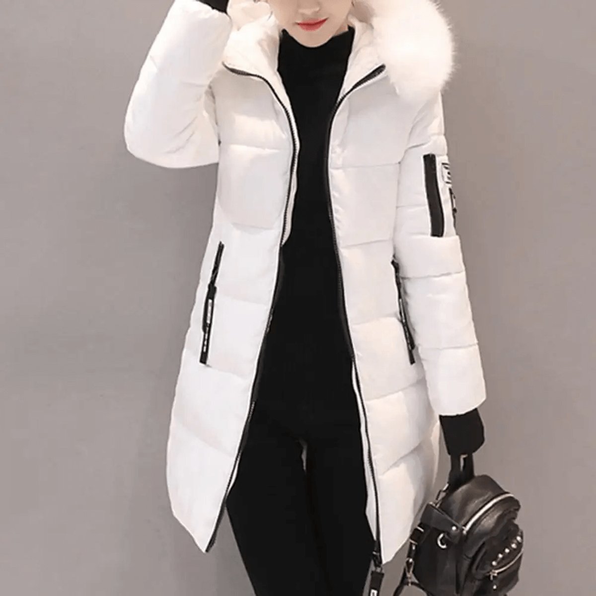 Freya | Women's Jacket Hooded Windproof Mid-Length Quilted Puffer Coat