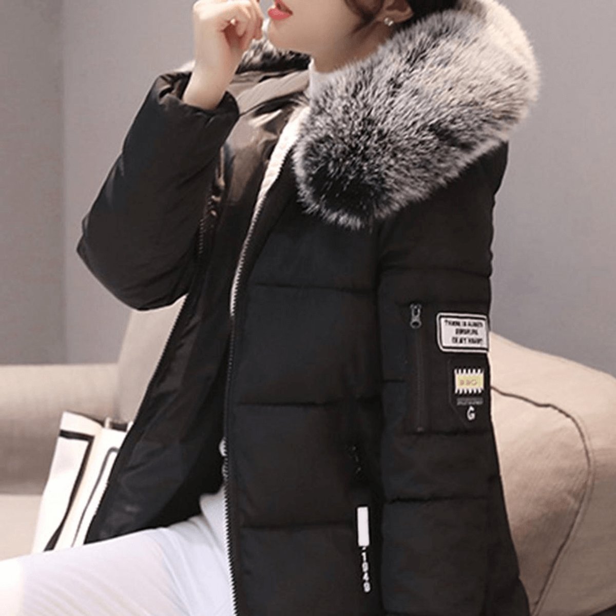 Freya | Women's Jacket Hooded Windproof Mid-Length Quilted Puffer Coat