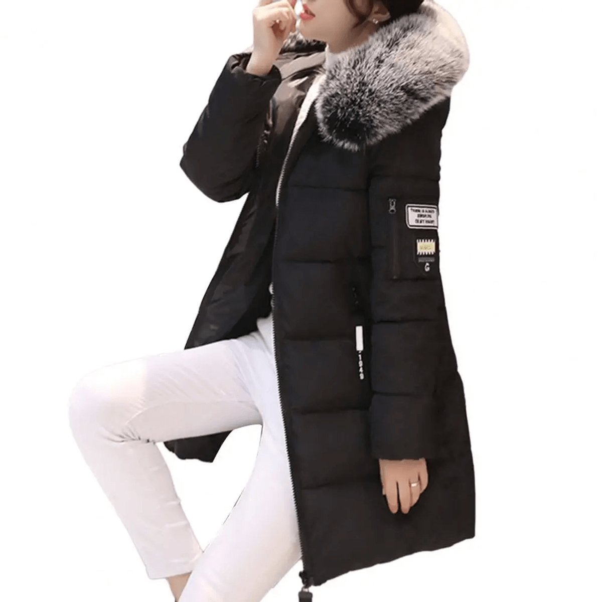Freya | Women's Jacket Hooded Windproof Mid-Length Quilted Puffer Coat