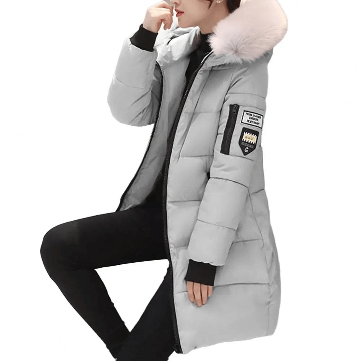 Freya | Women's Jacket Hooded Windproof Mid-Length Quilted Puffer Coat