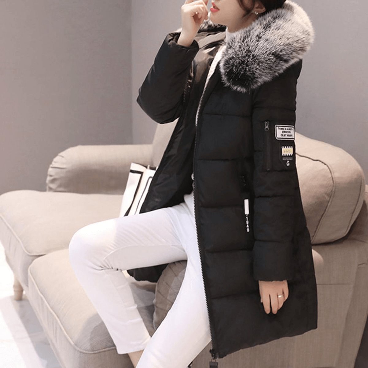 Freya | Women's Jacket Hooded Windproof Mid-Length Quilted Puffer Coat