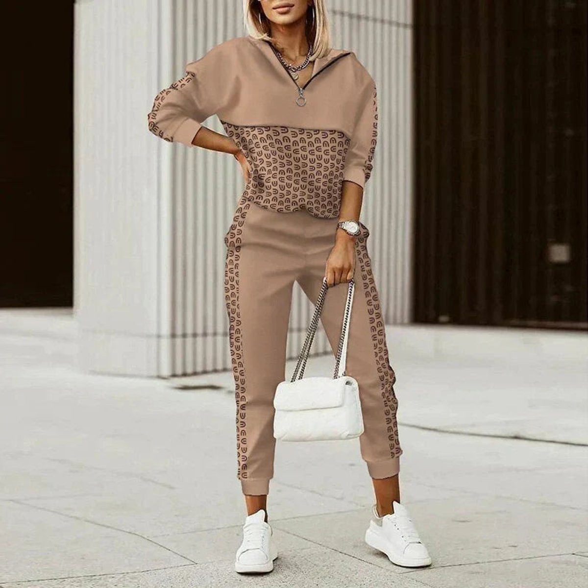 Freya | Womens Jumper Half-Zip Hoodie Joggers Two-Piece Athleisure Set