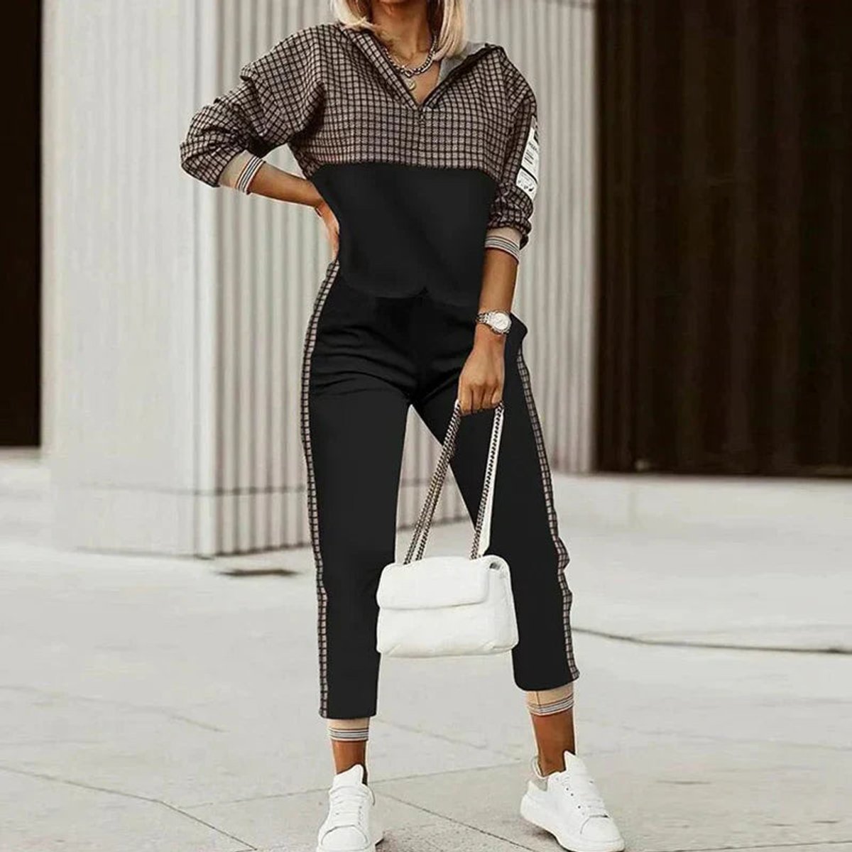 Freya | Womens Jumper Half-Zip Hoodie Joggers Two-Piece Athleisure Set