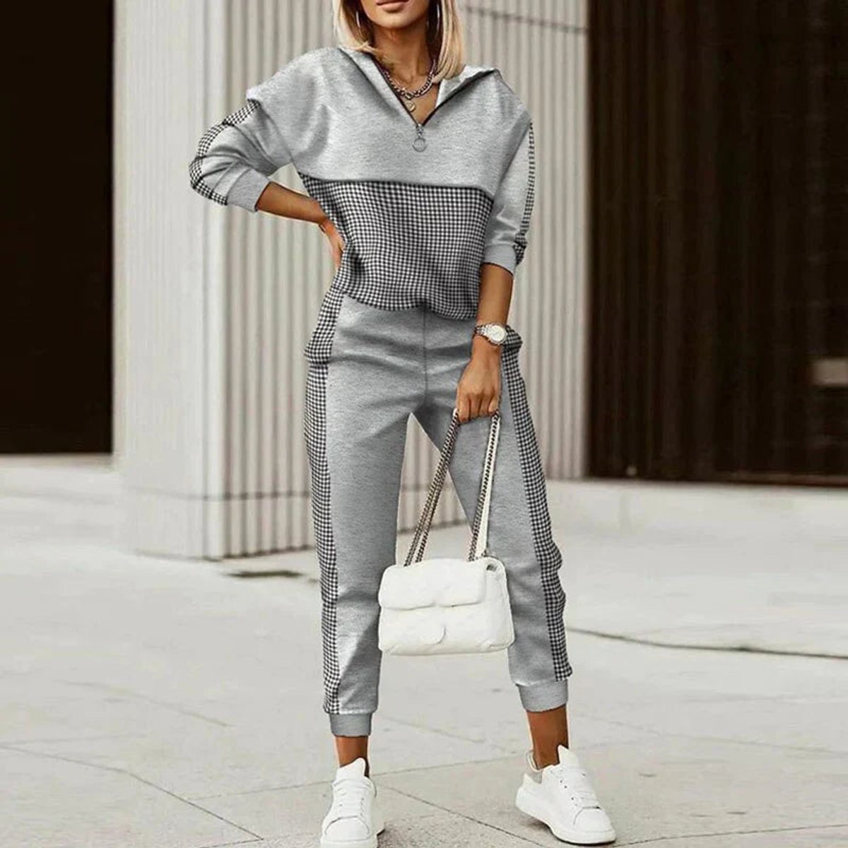 Freya | Womens Jumper Half-Zip Hoodie Joggers Two-Piece Athleisure Set