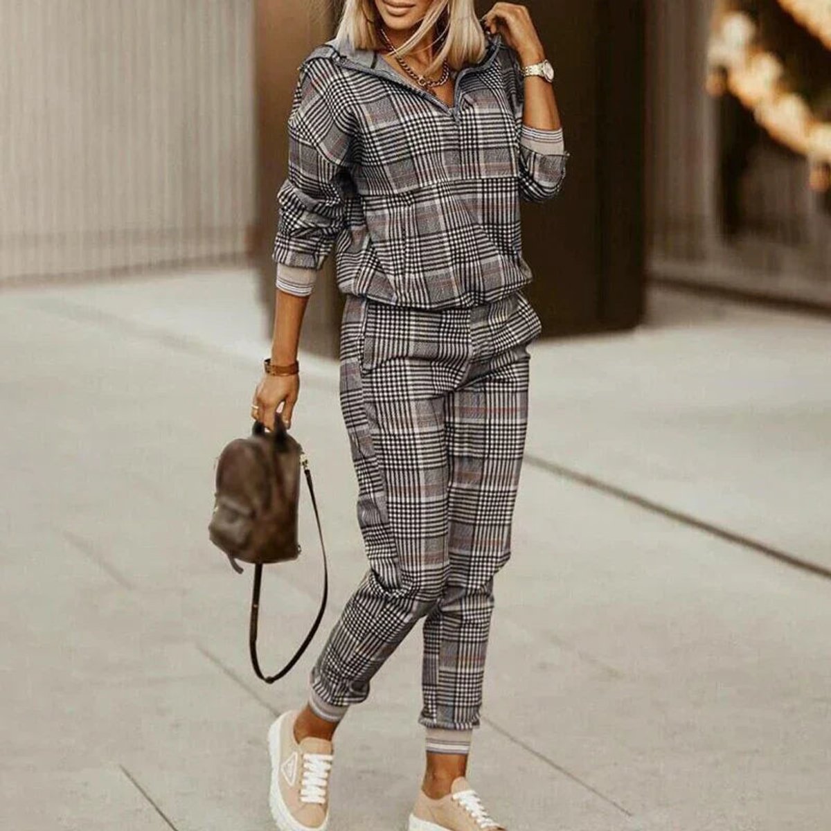 Freya | Womens Jumper Half-Zip Hoodie Joggers Two-Piece Athleisure Set