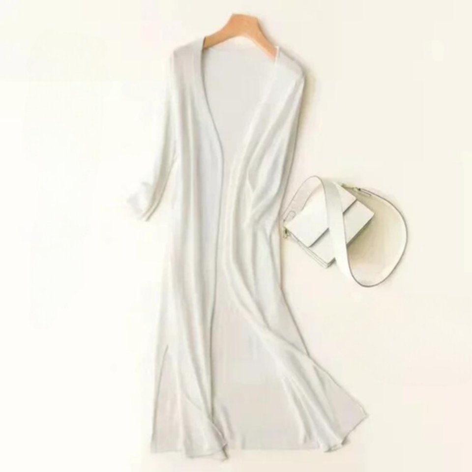 Emily | Women's Lightweight Long Open-Front V-Neck Cardigan