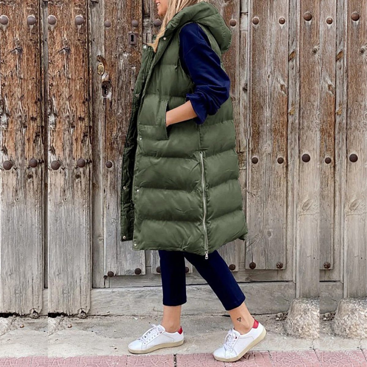 Willow | Women's Long Hooded Quilted Puffer Gilet Sleeveless Vest
