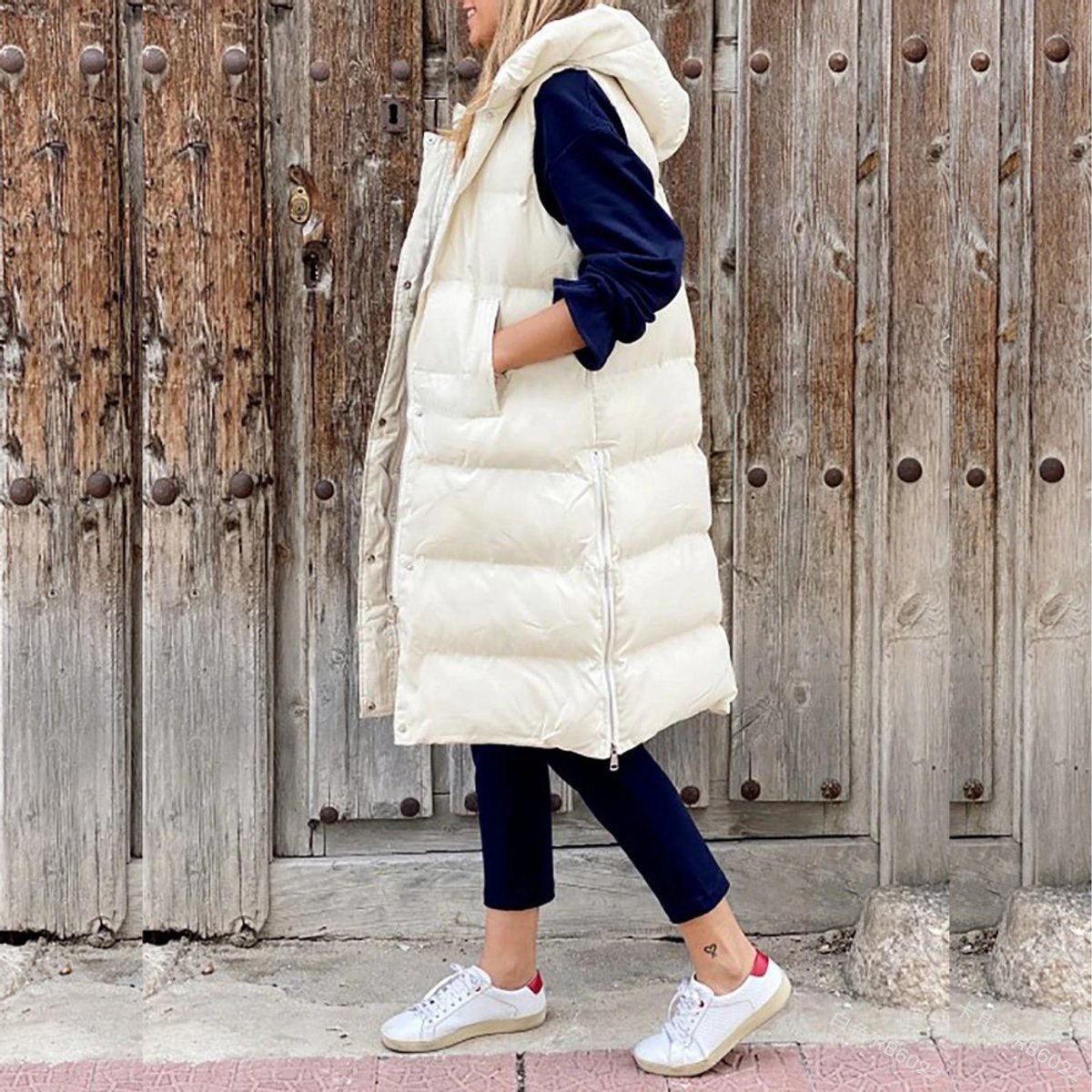Willow | Women's Long Hooded Quilted Puffer Gilet Sleeveless Vest