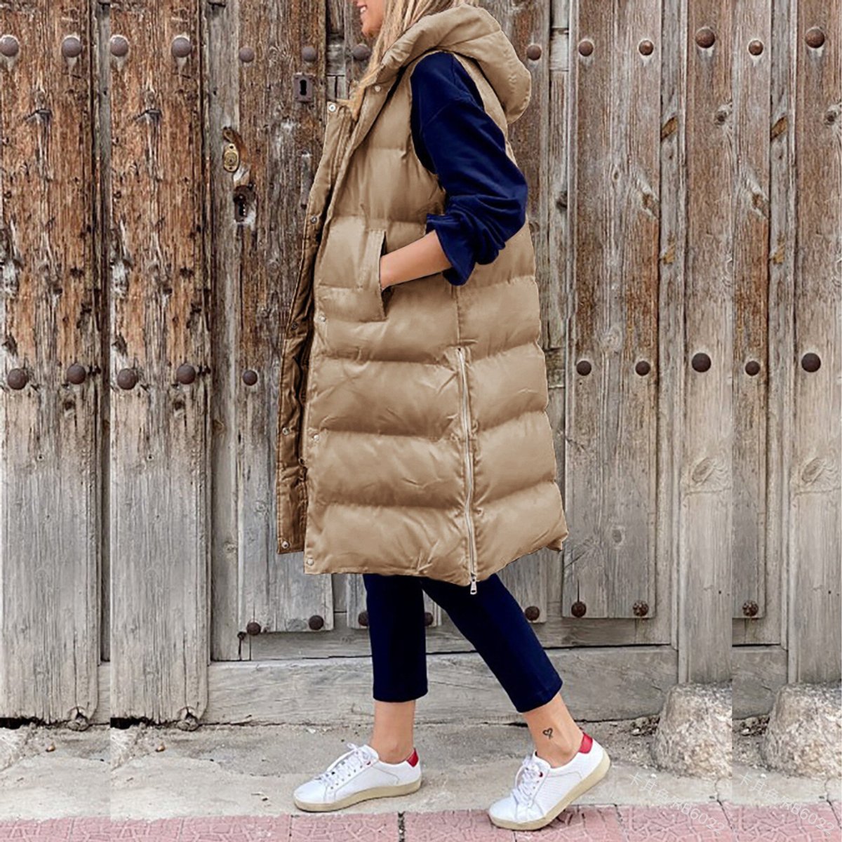 Willow | Women's Long Hooded Quilted Puffer Gilet Sleeveless Vest