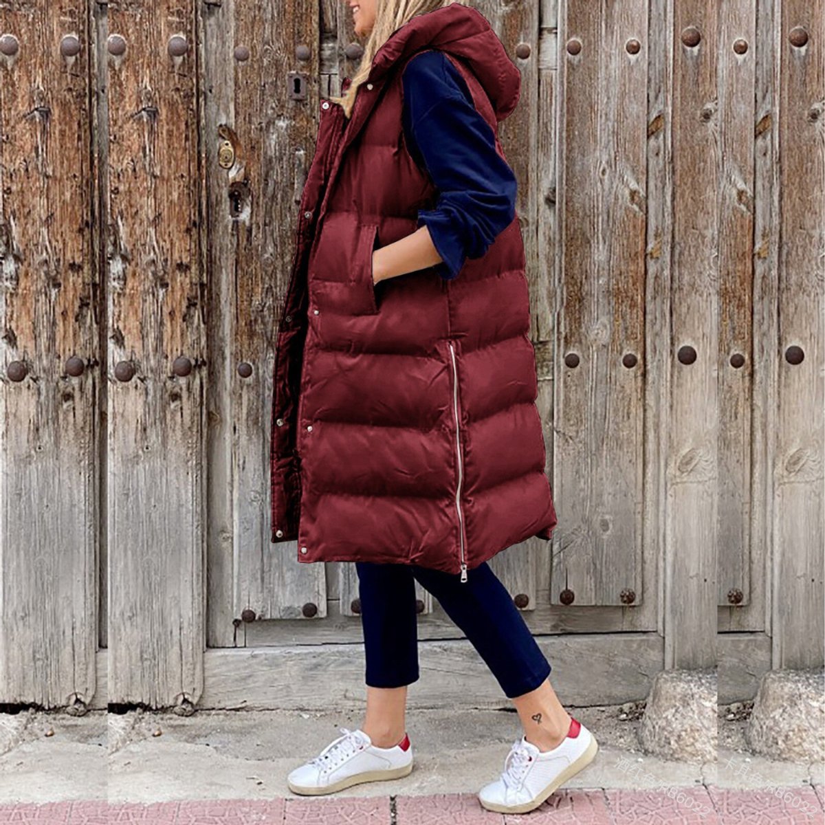 Willow | Women's Long Hooded Quilted Puffer Gilet Sleeveless Vest