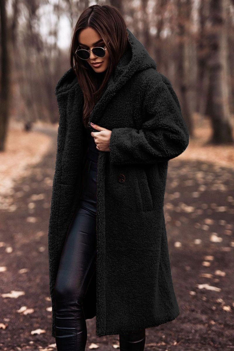 Florence | Women's Long Relaxed-Fit Teddy Fleece Hooded Coat