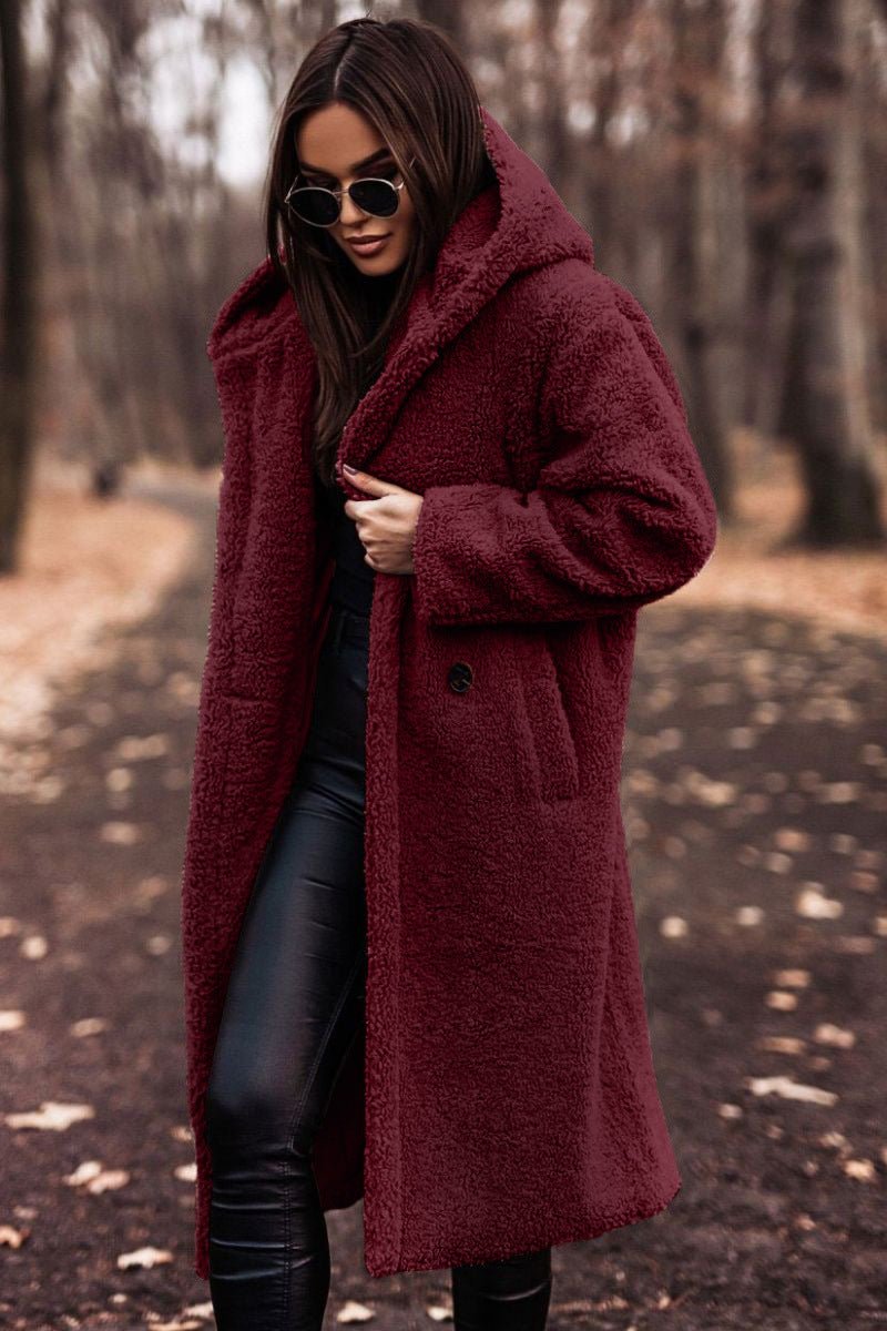 Florence | Women's Long Relaxed-Fit Teddy Fleece Hooded Coat