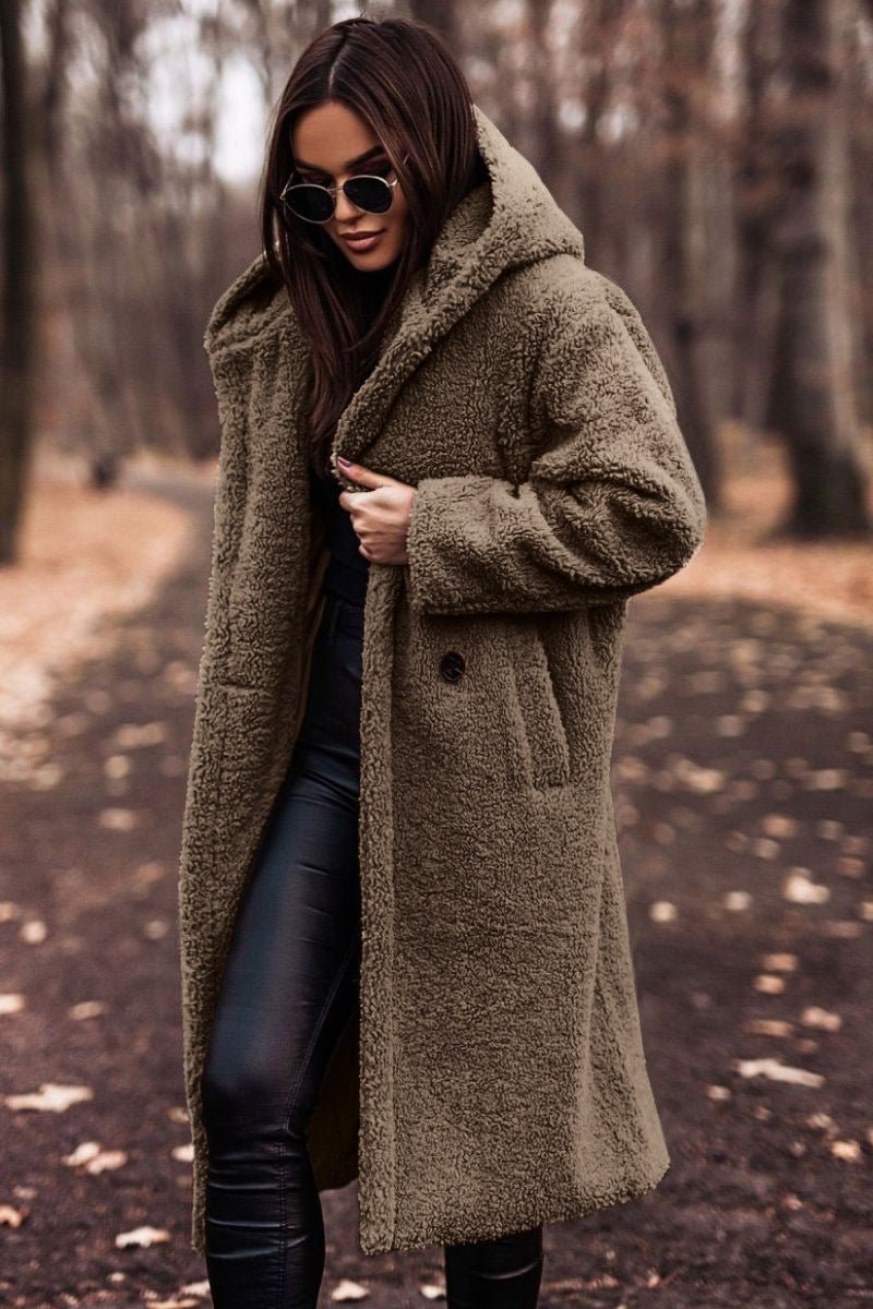 Florence | Women's Long Relaxed-Fit Teddy Fleece Hooded Coat